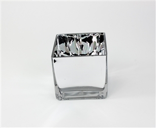 Fejl Perth biografi Cube Glass Vase 4x4x4, High Gloss, Silver Mirror Finish